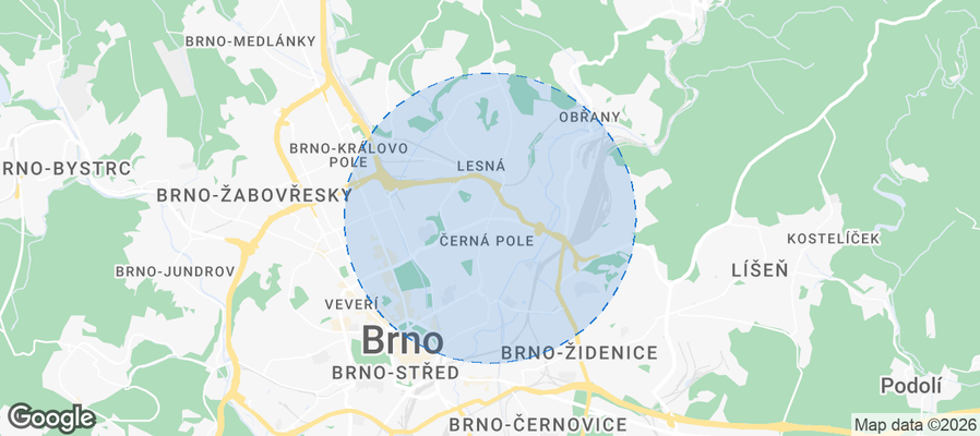 Brno-sever Airbnb map
